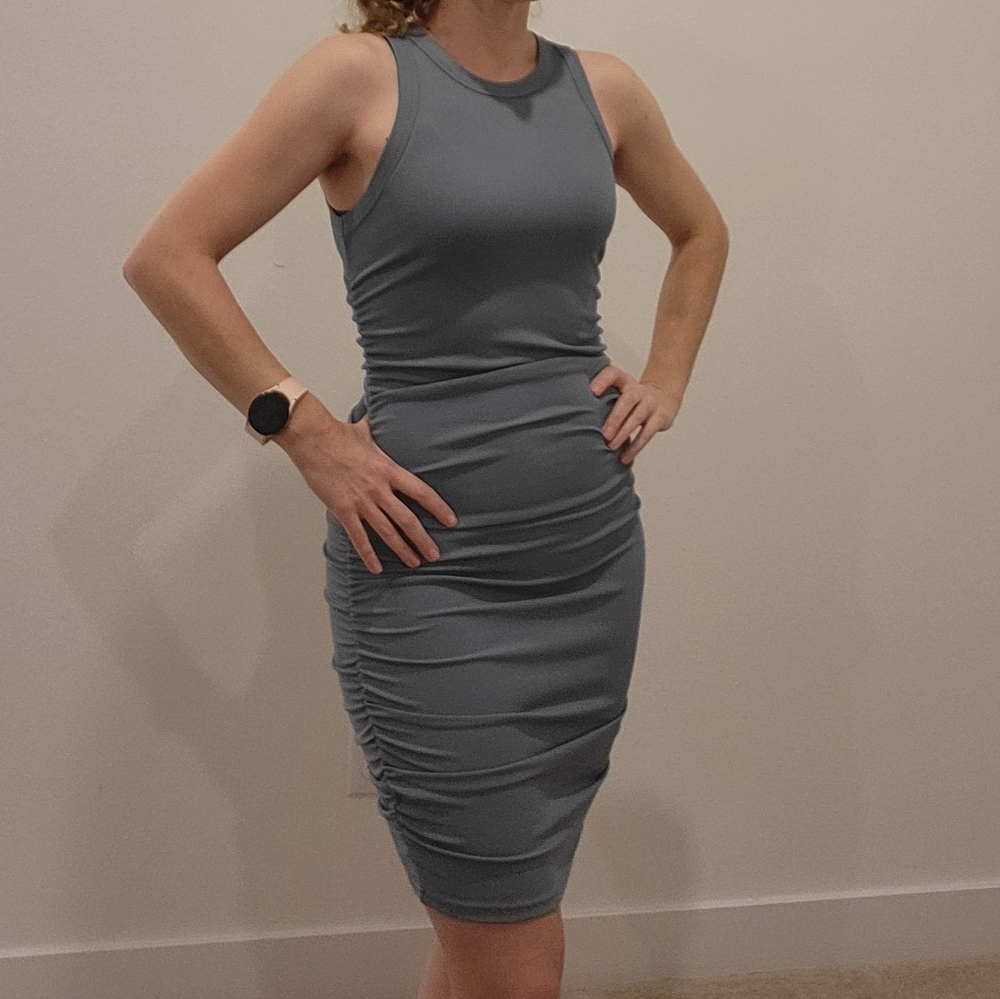 Stretchy ribbed pale blue bodycon dress